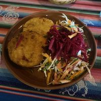 Potato patties and vegetables  at El Germen in Sucre