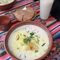 Sopa de maní (I think, it didn’t taste like peanuts at all). The staff said the drink was soy milk 👍🏼  at El Germen in Sucre