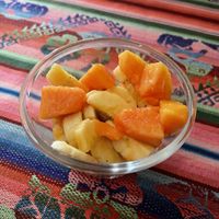 Fruit cup for dessert - asked for no yoghurt  at El Germen in Sucre