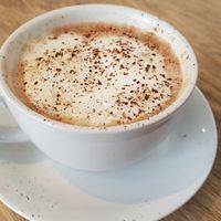 Hot chocolate with soy milk at Dragonfly Bistro in Aberystwyth