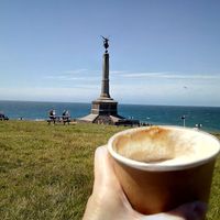 Delicious soya cappuccino takeaway (during lockdown) at Dragonfly Bistro in Aberystwyth