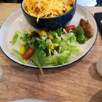 GF pasta ragu with salad at Dragonfly Bistro in Aberystwyth