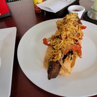 Vegan dog at Quero Arepa in Cartagena