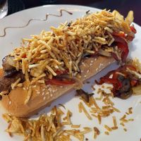 Vegan hot dog (asked for no cheese)  at Quero Arepa in Cartagena