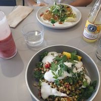 Vegan salad and vegan option fritters at Main Street Cafe in Warragul