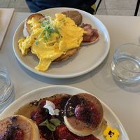 Scrambled eggs on sourdough  at Main Street Cafe in Warragul