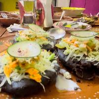 Gorditas de Jamaica, rajas and asada at La Vegana Garnacha in Guadalajara