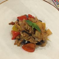 Caponata di melanzane (eggplant caponata) at Le Chat Noir in Cefalu
