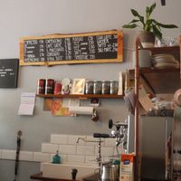 Counter and drinks menu.  at Kleines Sonntag in Berlin