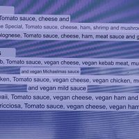 Updated and translated menu October 2022 at Victoria Pizzeria in Trelleborg