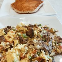 Delicious vegan scramble + side of pancake 🥞  #Veganuary at Anna's House in Ann Arbor