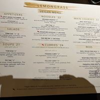 Vegan menu at Aria Hotel - Lemongrass in Las Vegas