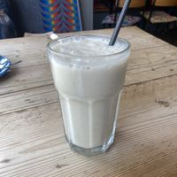 Vegan banana smoothie  at Lion's Den in Haslemere