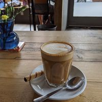 Soya latte with vanilla syrup at Lion's Den in Haslemere