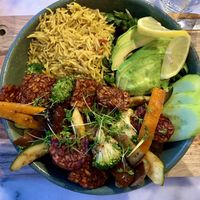 A bowl with very, very tasty  and crispy tempeh  at Aloha in Leiden