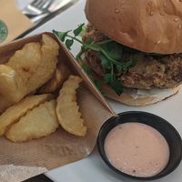 Vegan Chickpea Burger 🍔 (95k) at Secret Garden in Cat Ba