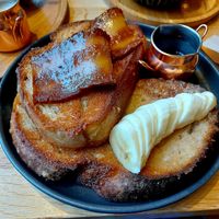 French toast with bacon, banana & maple syrup at Chapter One Coffee Shop in Edinburgh