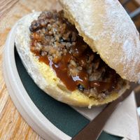 H*ggis breakfast cob at Chapter One Coffee Shop in Edinburgh