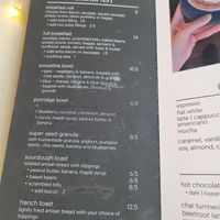 Breakfast menu at Chapter One Coffee Shop in Edinburgh