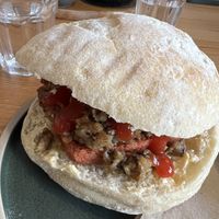 Lorne sausage and haggis roll  at Chapter One Coffee Shop in Edinburgh