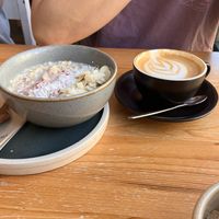 Porridge and Flat White at Chapter One Coffee Shop in Edinburgh