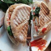 Chili 'chicken' toastie  at Chapter One Coffee Shop in Edinburgh