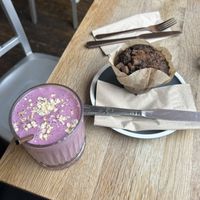 breakfast smoothie and choco muffin 😜  at Chapter One Coffee Shop in Edinburgh