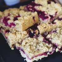 Raspberry crumble bake at Chapter One Coffee Shop in Edinburgh