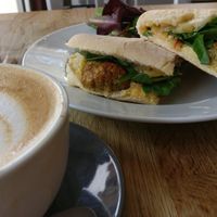 Delicious toasted falafel sandwich at Chapter One Coffee Shop in Edinburgh