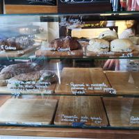 Counter with sandwiches, cakes and Croissants at Chapter One Coffee Shop in Edinburgh