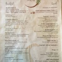 Menu  at Chapter One Coffee Shop in Edinburgh