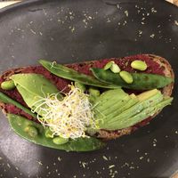 Beet Hummus/Avocado Toast. Delicious!  at Odacova in Barcelona