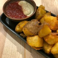 Bravas with brava kimchi and veganesse sauce at Odacova in Barcelona