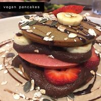 Vegan ‘Nutella’ Pancake stack  at Odacova in Barcelona