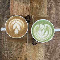 Cappuccino and Matcha Latte  at Plenty in The Hague