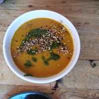Pumpkin and red lentils soup at Plenty in The Hague