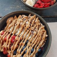 Açai bowl with peanut butter at Juice Dudes in Barcelona