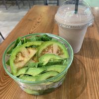 Create your own quinoa bowl + choco smoothie sub vegan protein powder & vegan milk at Juice Dudes in Barcelona