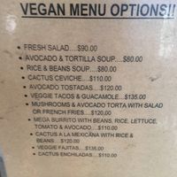 vegan menu at Cafe Ole in Loreto