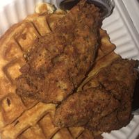 Chicken n waffles at Mark of the Beastro in Salt Lake City