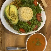 curry bowl and tomato soup  at MyRoots in Miami