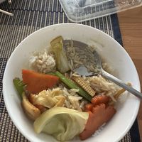 My rice and veggies from the noodles   at Phen's Restaurant in Phuket