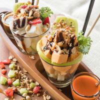 Vegan ice cream sundaes  at Weangboon in Lampang