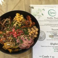 Buddha Bowl and part of the menu  at Sprout in Kathmandu