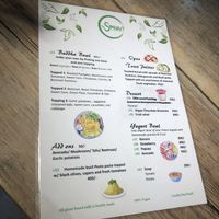 Food menu at Sprout in Kathmandu