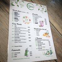 Drinks menu at Sprout in Kathmandu