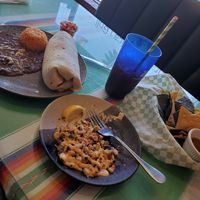 Street corn appetizer and Chile relleno burrito. at Conrad's Mexican Grill in San Pedro