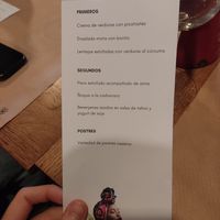 Menu at Baobab in Bilbao