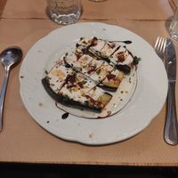 Berenjena con salsa de tahini y yogurt at Baobab in Bilbao