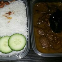 Nasi Lemak with Rendang and rice at Kuala Lumpur Café in Leeds